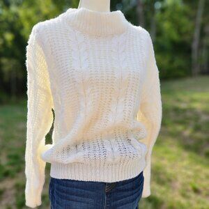 Authentic Vintage 80's 90's Hand Knit Cable Knit Fall Chunky Sweater grandma
